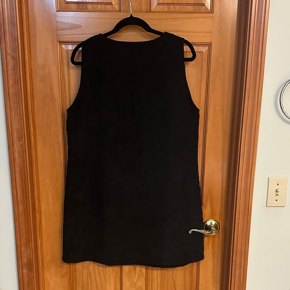 Cute Black Corduroy Sleeveless Dress - Picture 3 of 3